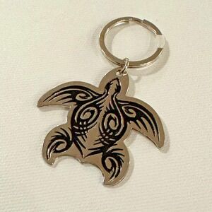 Turtle Silver Tone Metal Keychain Key Ring